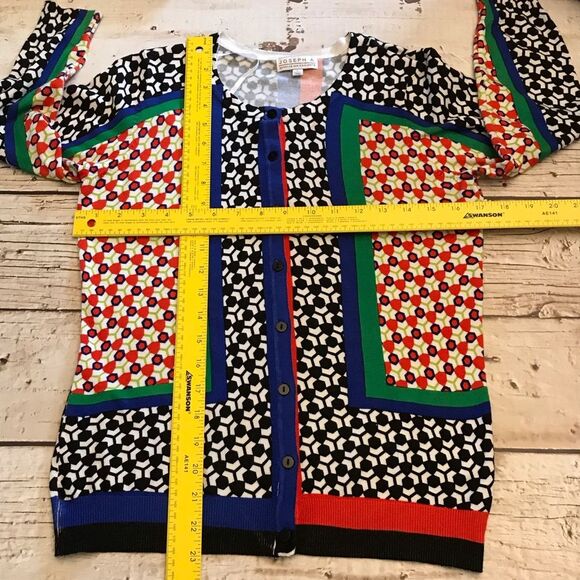 Joseph A Womens Cardigan Sweater Geometric Hive Print Stretch Size Small - Picture 8 of 16